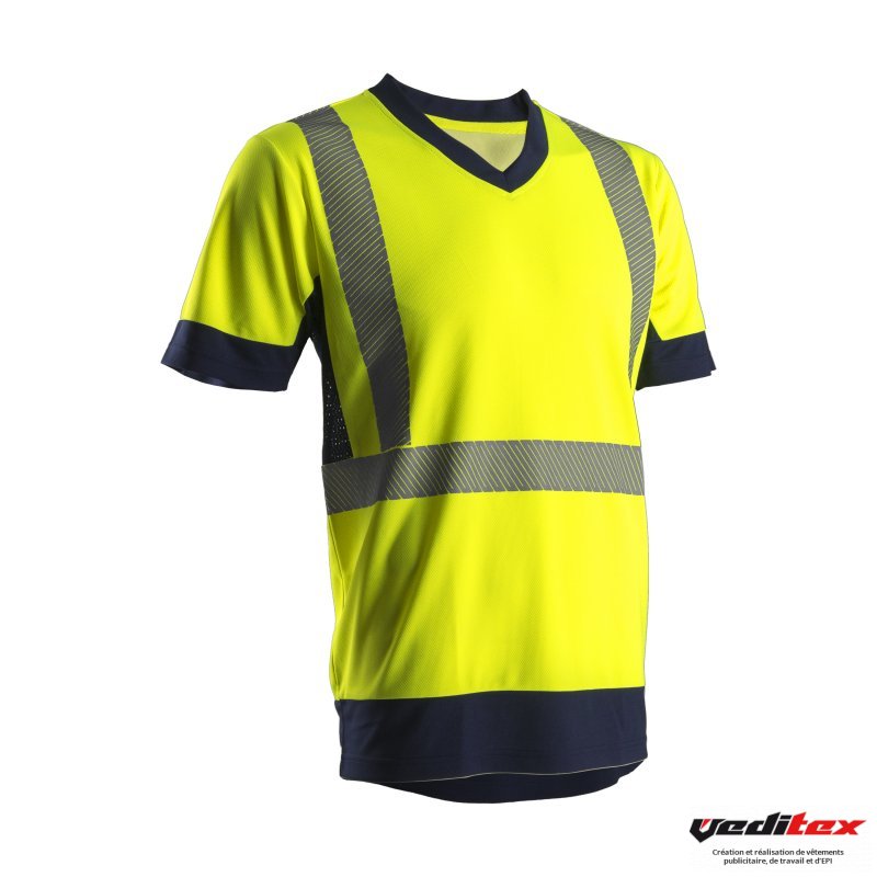 T-shirt bicolore KOMY manches courtes JAUNE Haute Visibilité 