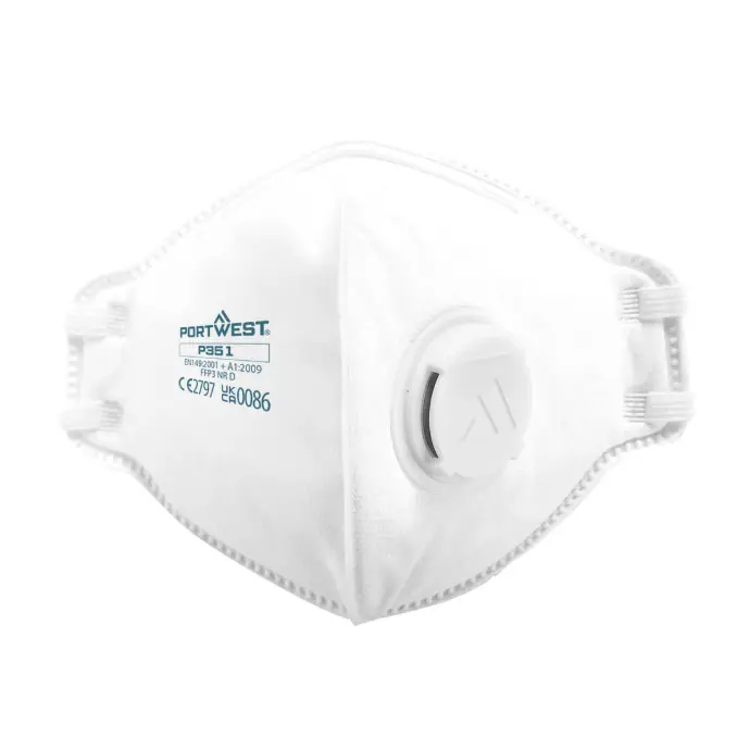 Boîte de 20 Masques de protection à usage unique avec soupape d'expiration FFP3 pliable