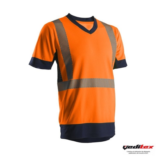 T-SHIRT BRICOLORE HV ORANGE