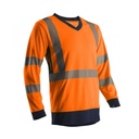 T-shirt orange bicolore manches longues Haute Visibilité T (tissu avec une protection anti-UV UPF 50+)